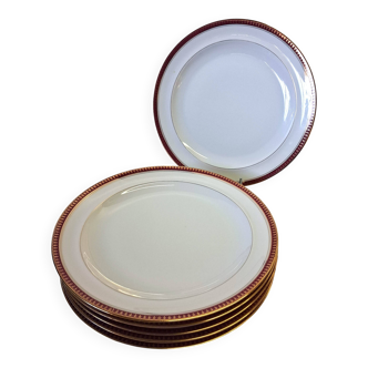 6 assiettes plates en porcelaine de Limoges France de chez Chastagner et Cie