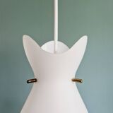 Set of 3 Scandinavian pendant lights in white satin glass, 1960s