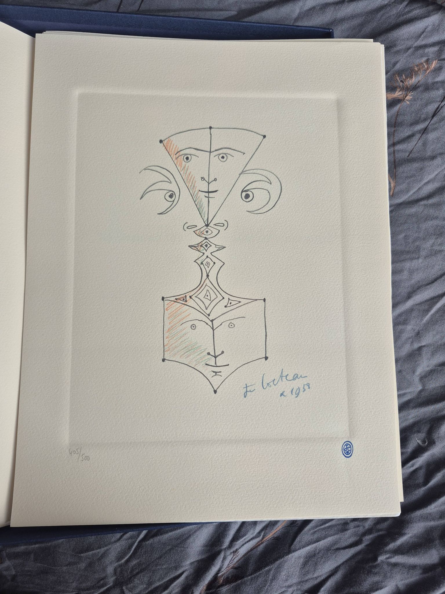 Tribute box 1993 Jean Cocteau containing 4 lithographs number 405/500