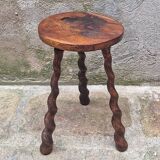 Turned wooden tripod stool