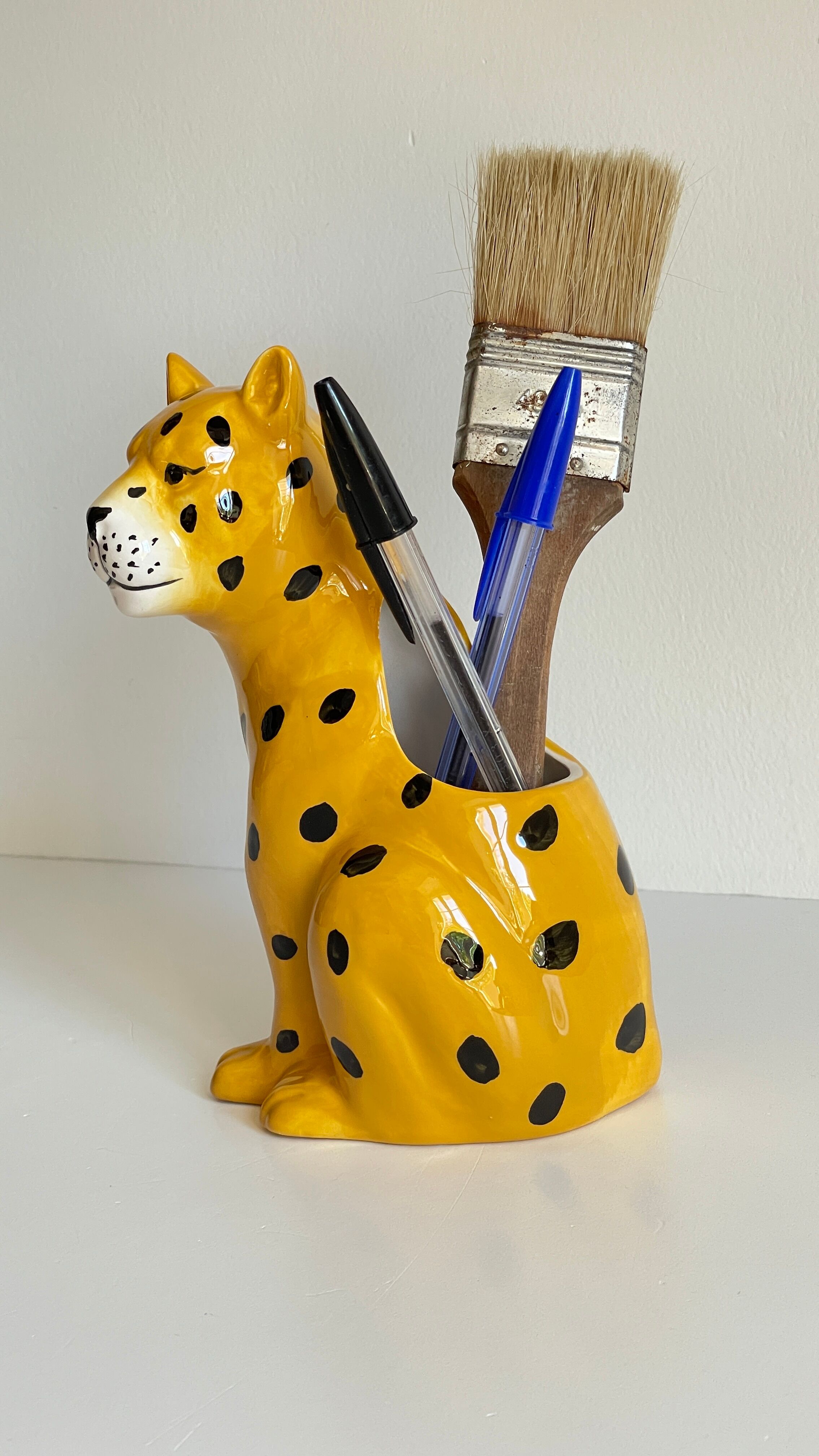 Pot leopard ceramic cache vintage