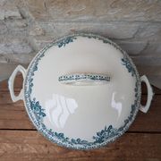 Saint Amand soup tureen model Guadeloupe with a floral decoration in Terre de Fer.
