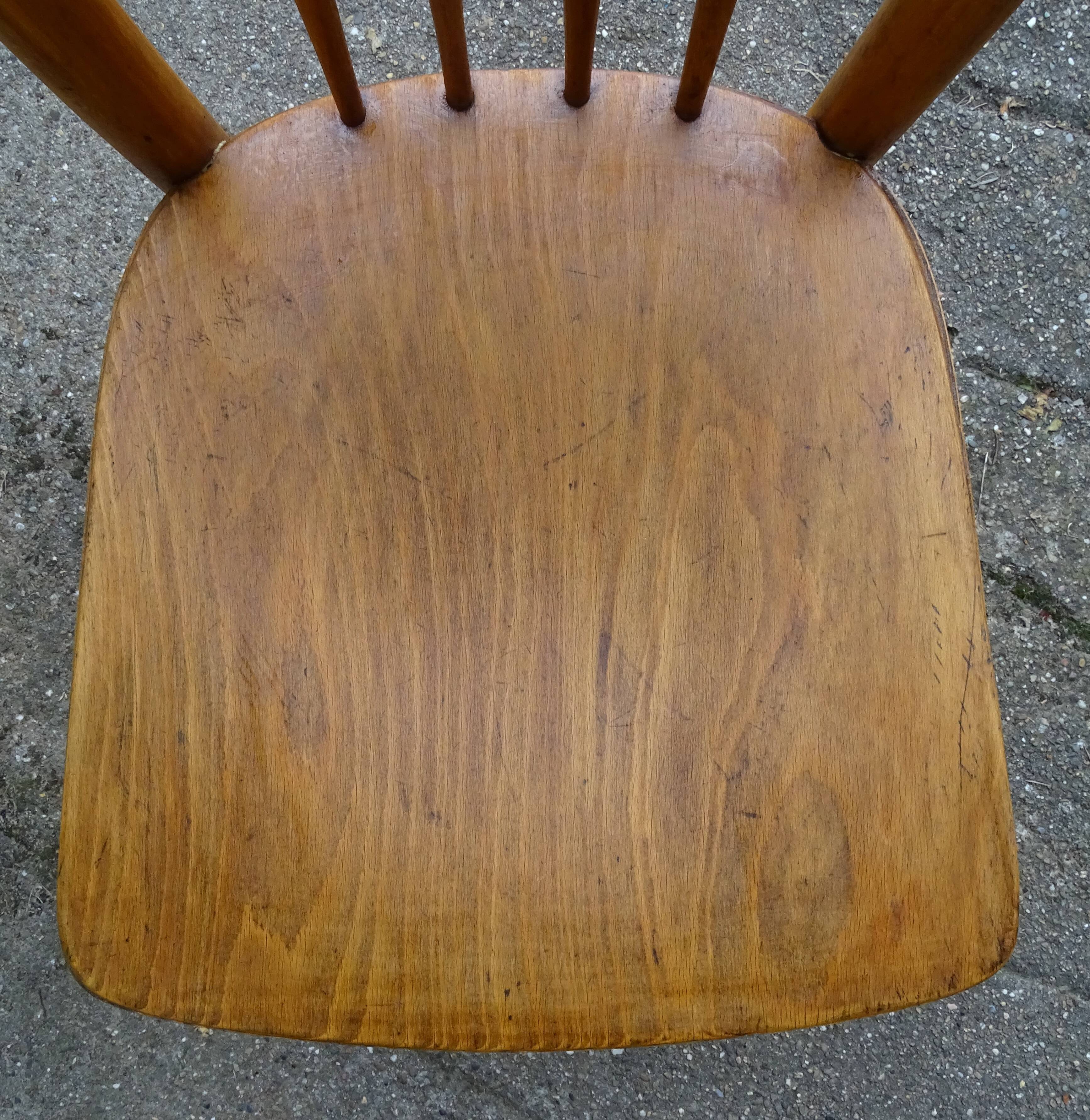 Série de 4 chaises Thonet Art déco bistrot blondes 1930