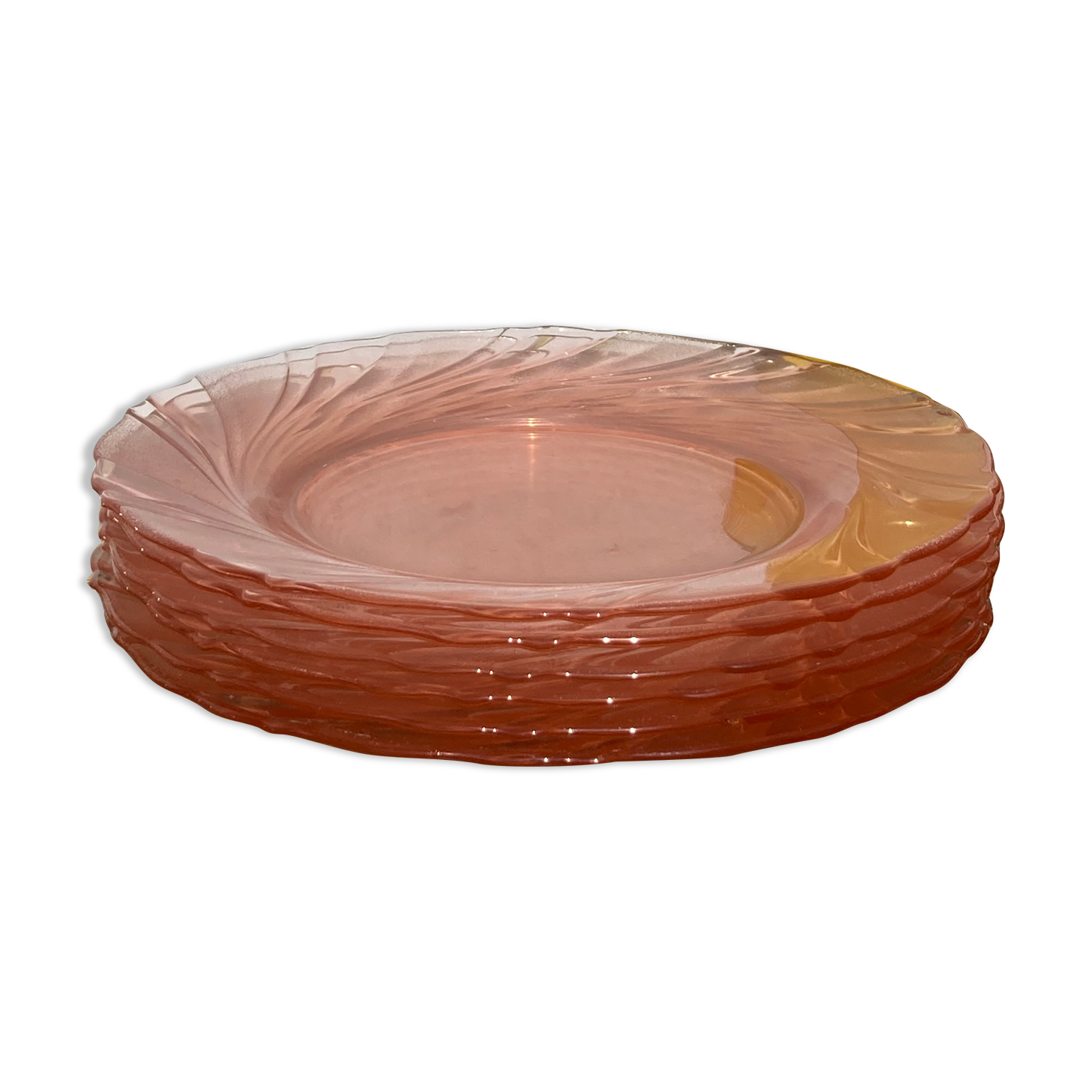 Dessert plate rosaline old pink glass 1960
