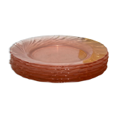 Assiette à dessert rosaline verre rose ancienne 1960