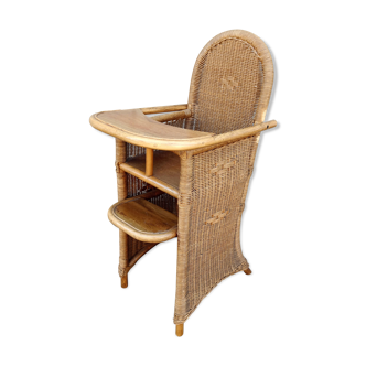 Vintage rattan childrens high chair