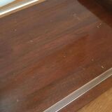 Plateau style art-déco en bois et baguettes en verre blanc