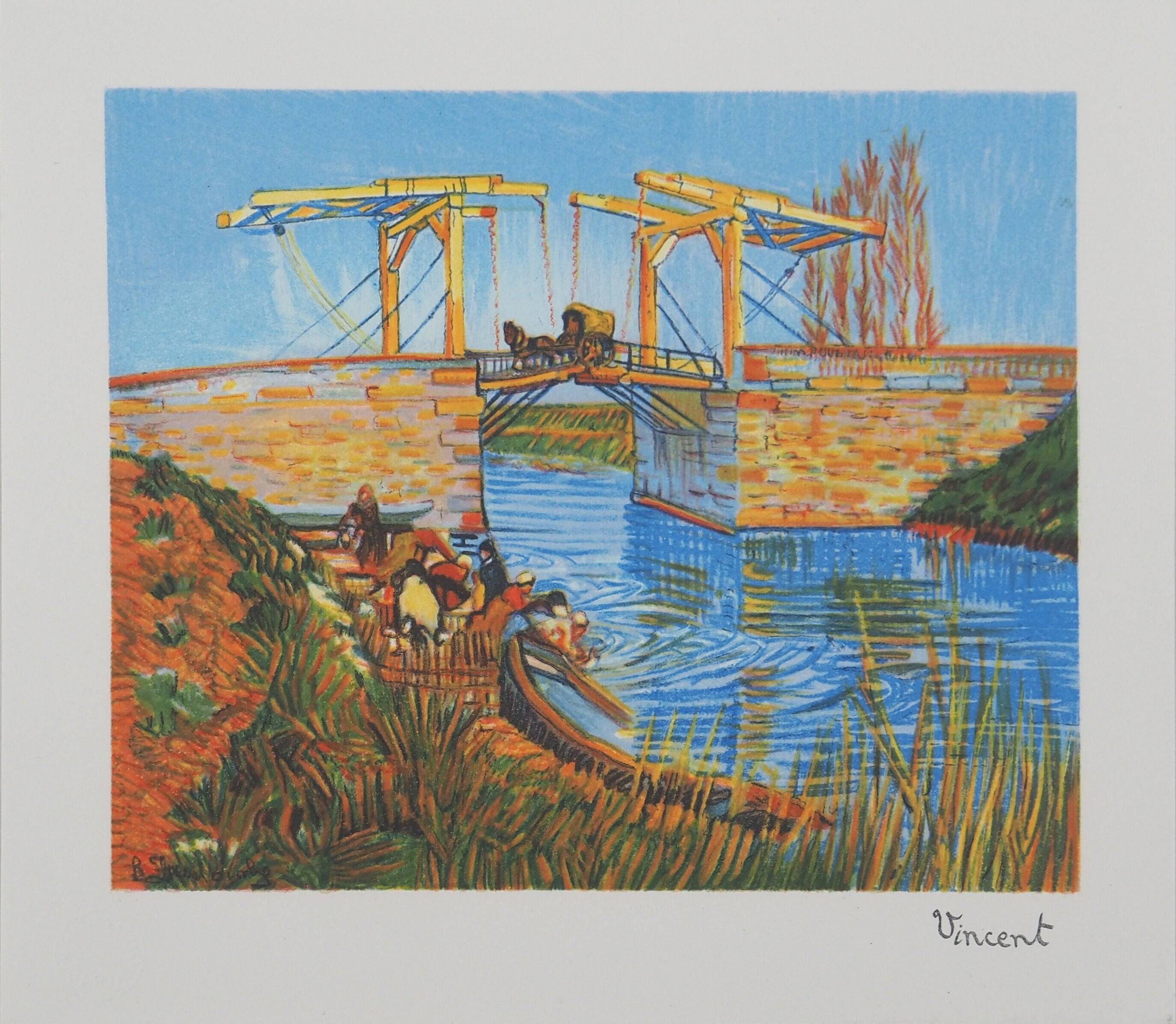 Vincent Van Gogh: The Langlois Bridge, signed lithograph