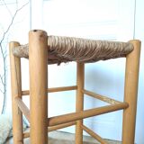 Wooden and straw stool