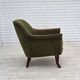 Fauteuil norvégien des années 1970, tissu de meuble vert, bois de teck,