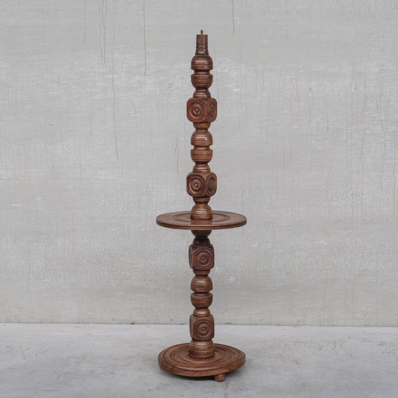 Geometric style oak french mid-century floor light