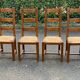 4 Vintage Farmhouse Style Solid Wood Straw Dining Chairs