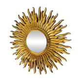 Large sunburst mirror, witch's eye shape, 50cm diameter, convex, vintage 1960s