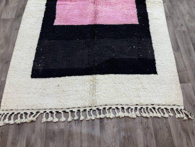 Handmade Beni Ouraine Berber rug with colorful patterns, size 140 x 260 cm