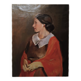 Tableau antique portrait féminin huile sur toile ennio pozzi (1893-1972)