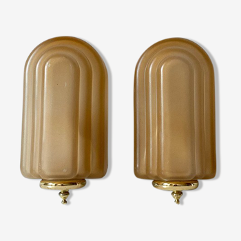 Pair of art deco style glass wall lamps