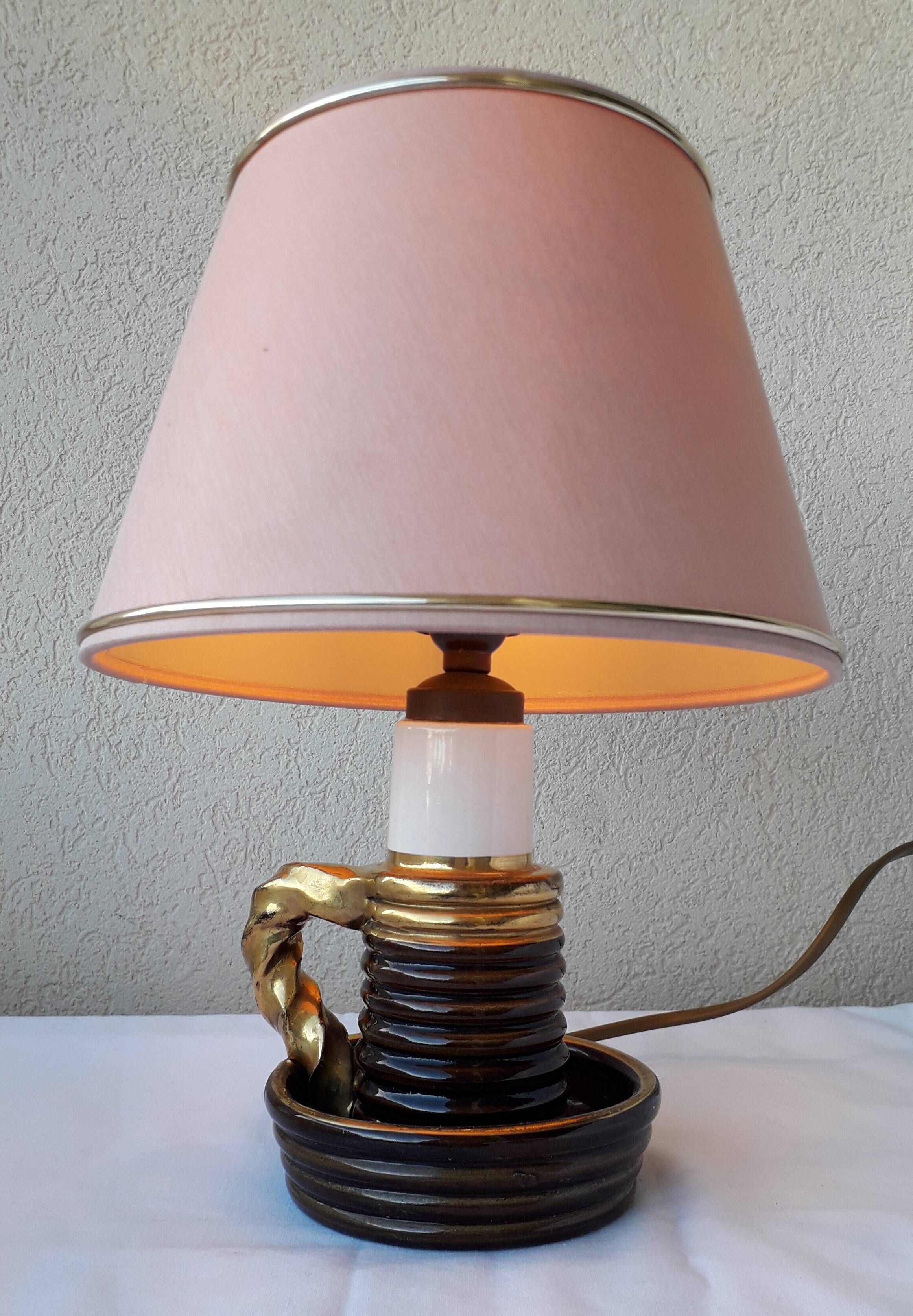 Pied de lampe en céramique forme bougeoir