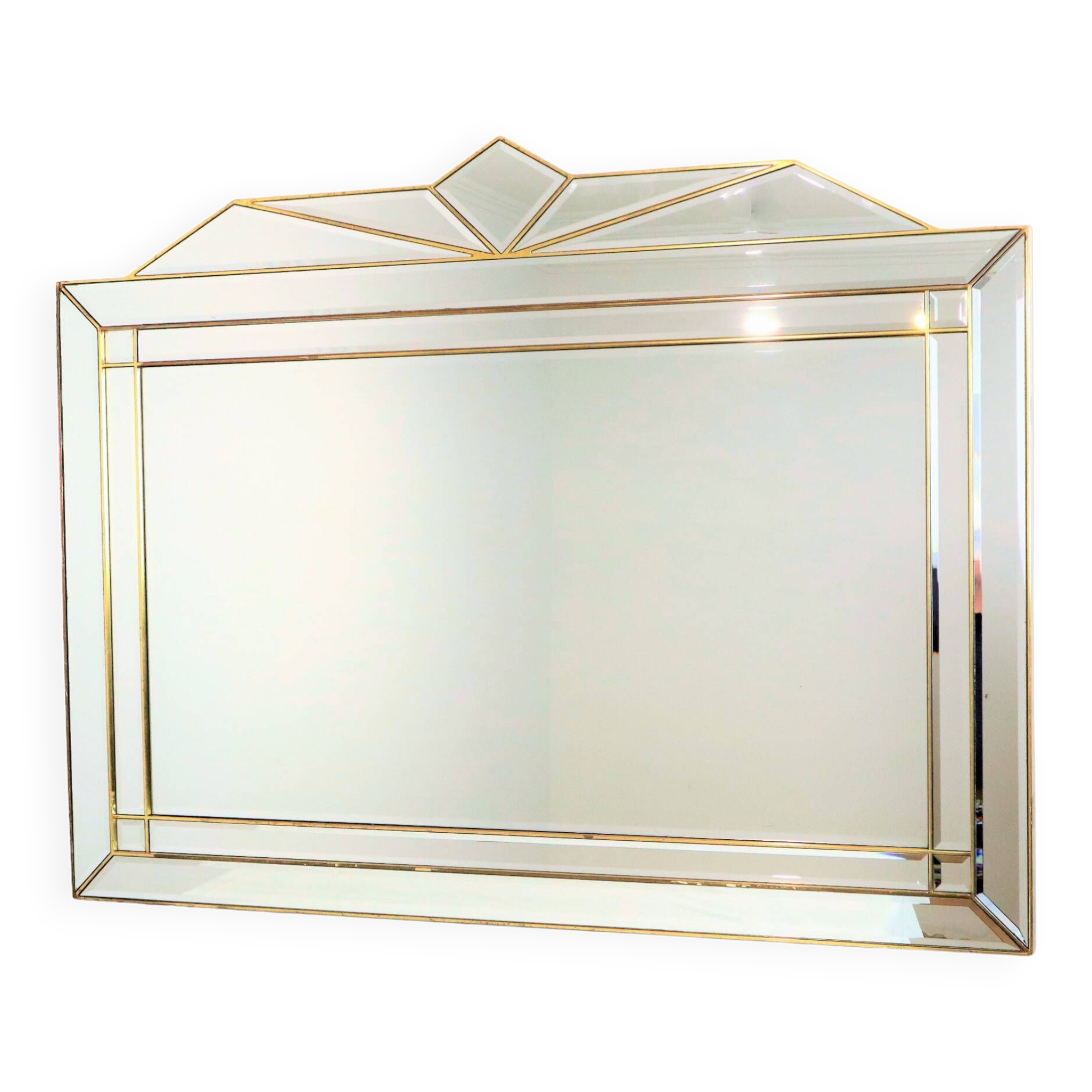 Large Deknudt XL faceted mirror, Hollywood Regency design