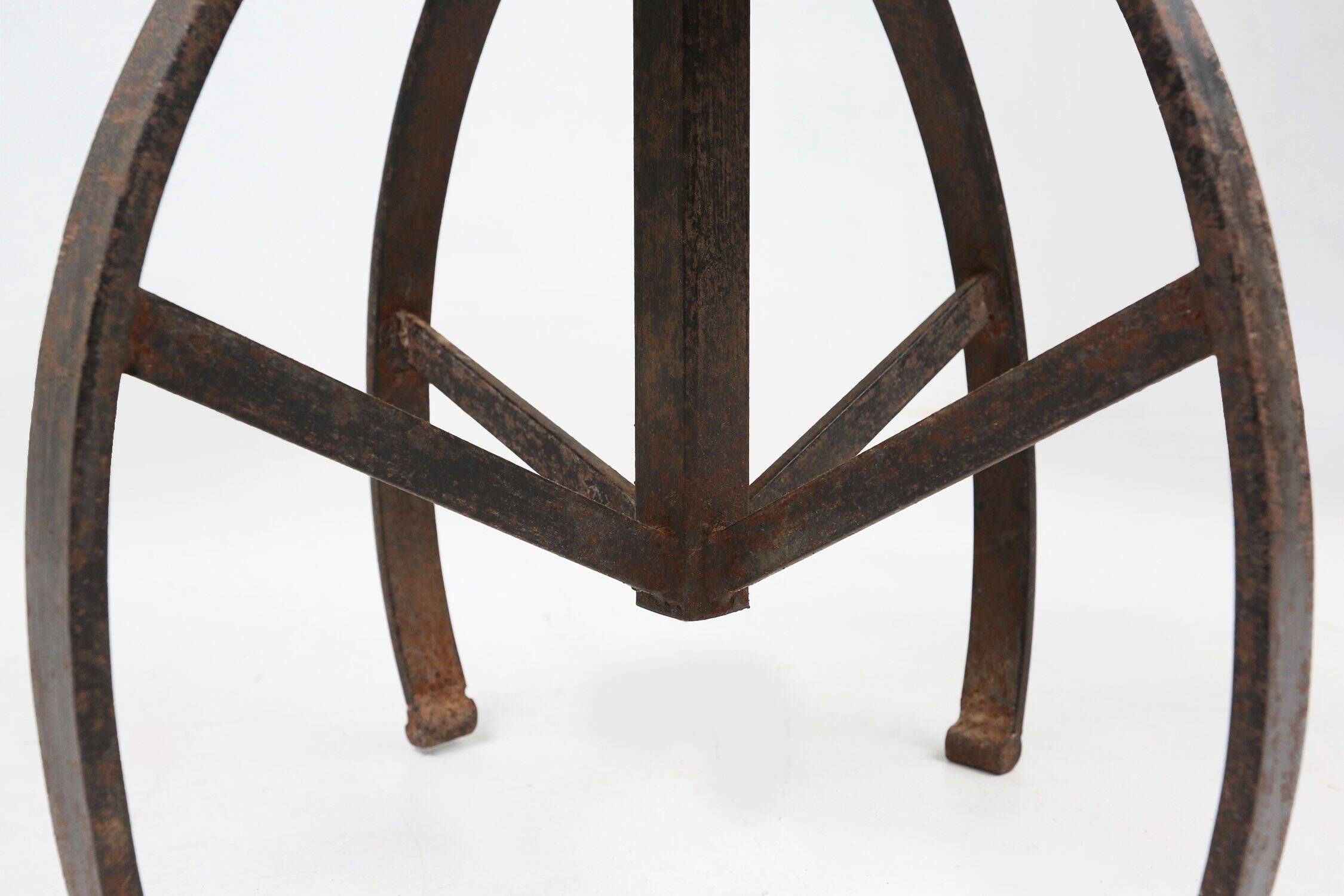 Industrial Black Metal Stool with Frame, France 1920s