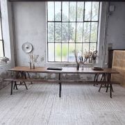 XXL trestle farm table 4m and its benches
