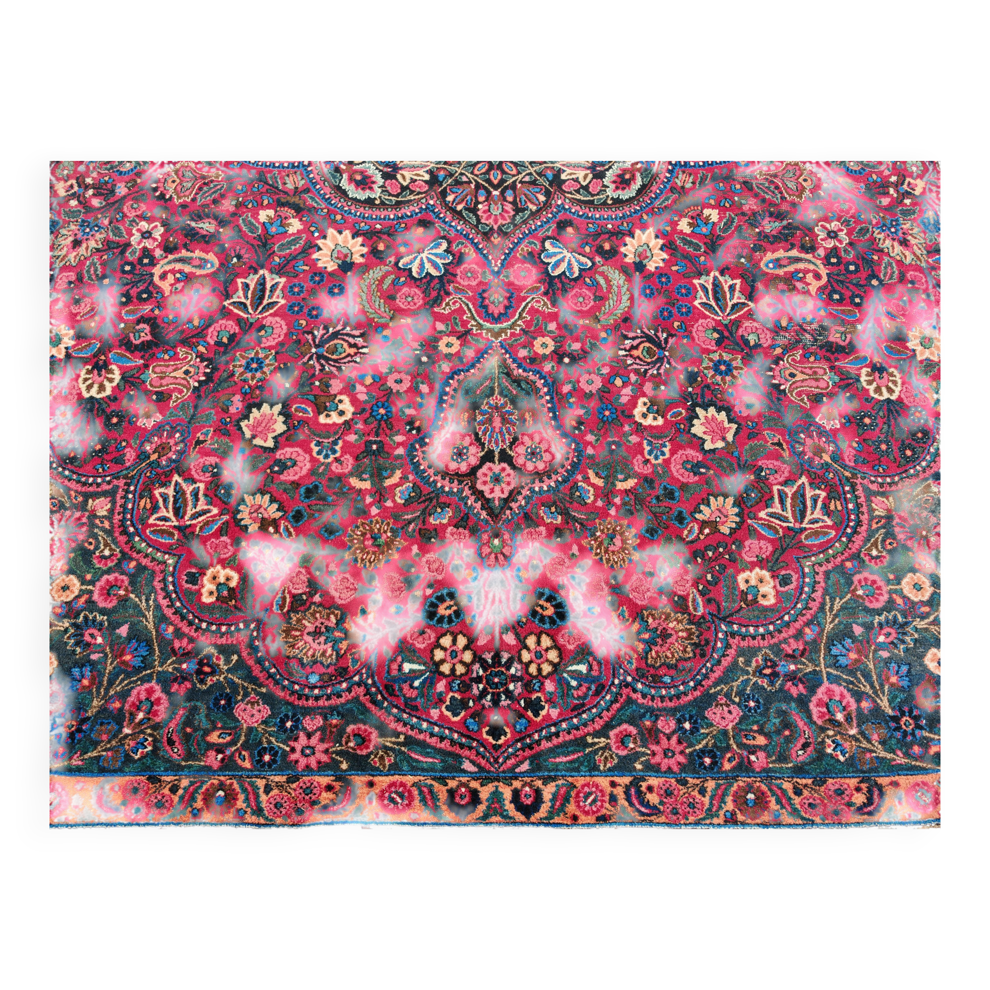 XXL hand-knotted Persian Mashad Moud carpet in wool, 1930s