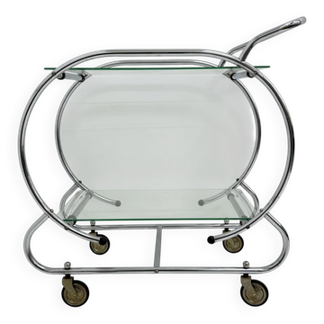 Art deco bar cart trolley chrome tubular, 1930s