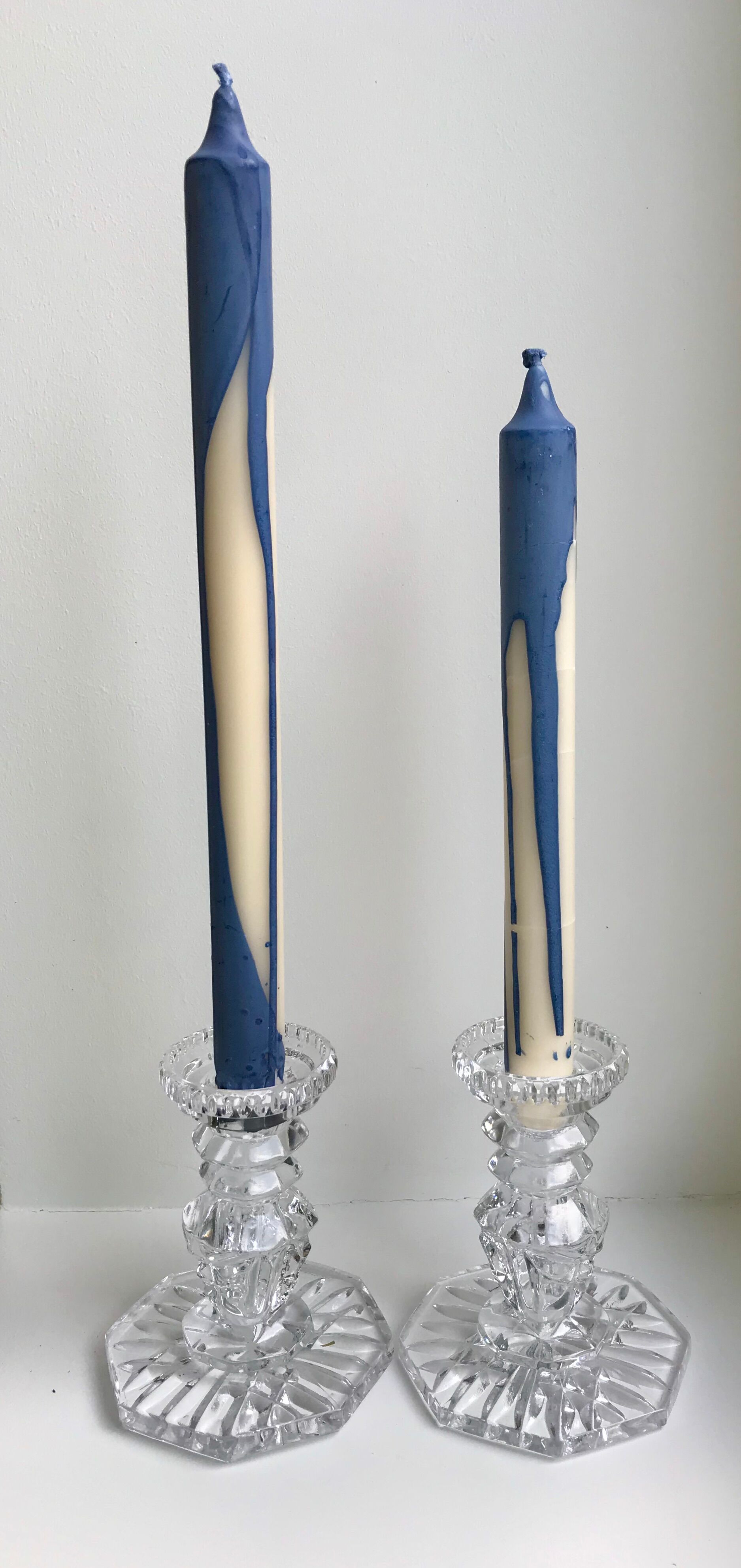 Pair of molded glass candle holders 50-60s