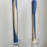 Pair of molded glass candle holders 50-60s