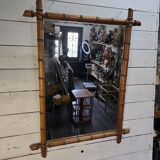 Large cherry wood bamboo mirror 100×76cm