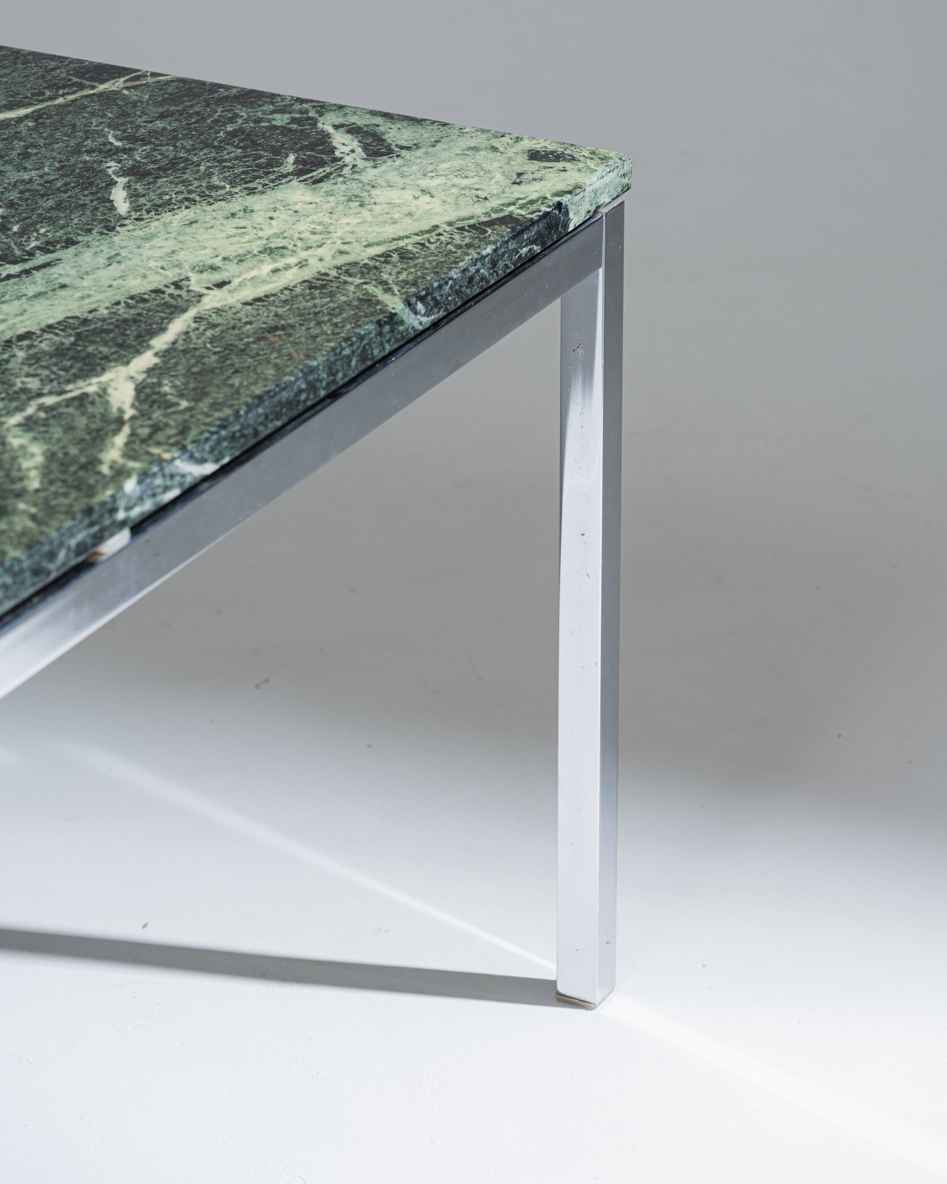 Square green marble coffee table, 1970s