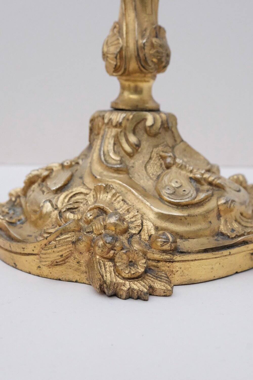 Pair of louis xv style rocaille candlesticks, slodtz model, 19th century