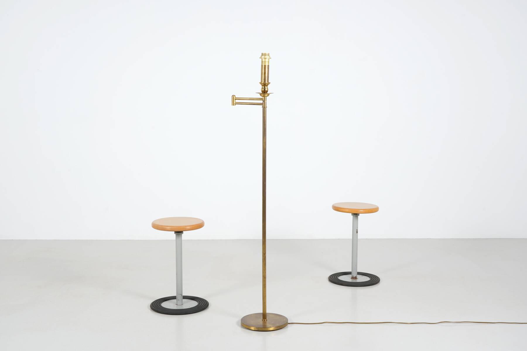 1980s patinated brass reading lamp