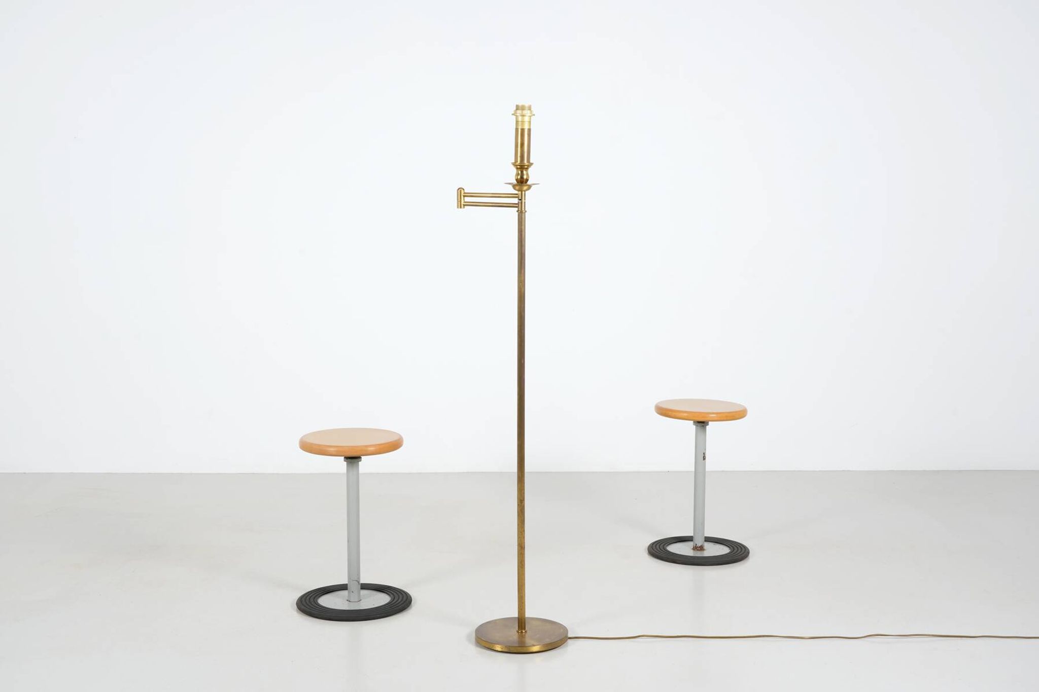 1980s patinated brass reading lamp