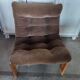 Scandinavian pine and velvet armchair