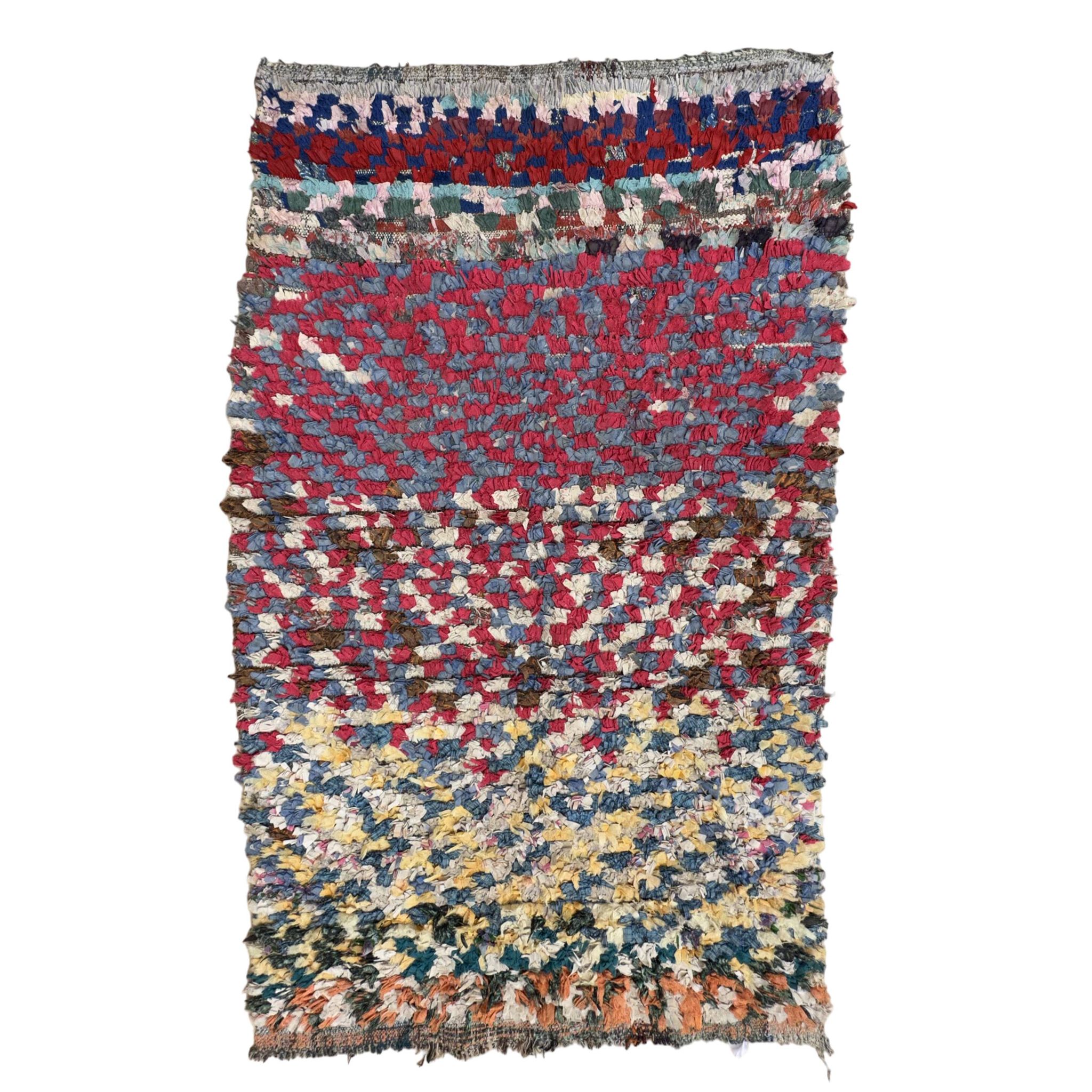 Tapis Berbère Boucherouite coloré - 99 x 160 cm