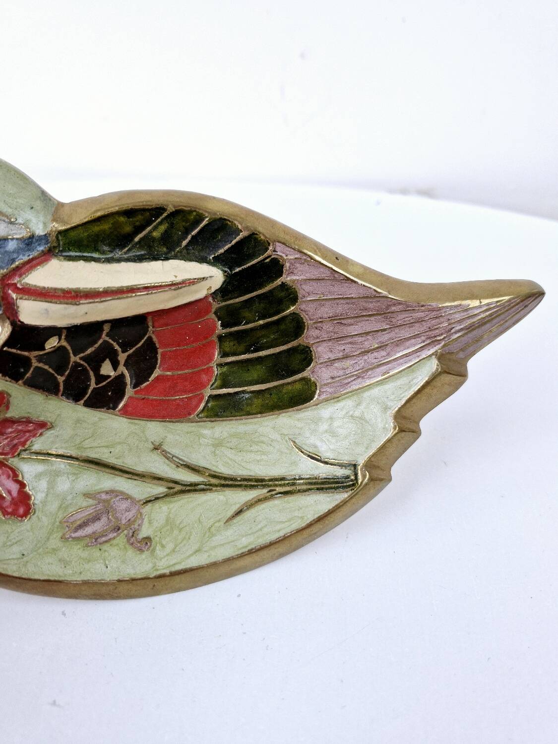 Pocket tray art deco ashtray enameled brass