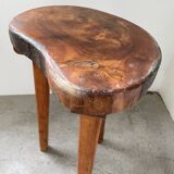 Set of 5 olive tree tripod stools from the 50s