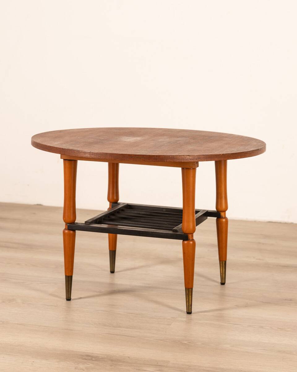 Vintage 60's table in wood and brass italian design