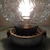 Structured glass globe lamp and metal-brass/ vintage 60s and 70s base