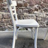 2 chaises viennoises en bois courbé blanc, 1950