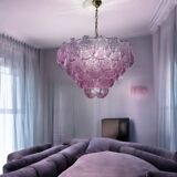 Large Retro Shell Glass Lavender Blue Chandelier