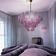 Large Retro Shell Glass Lavender Blue Chandelier
