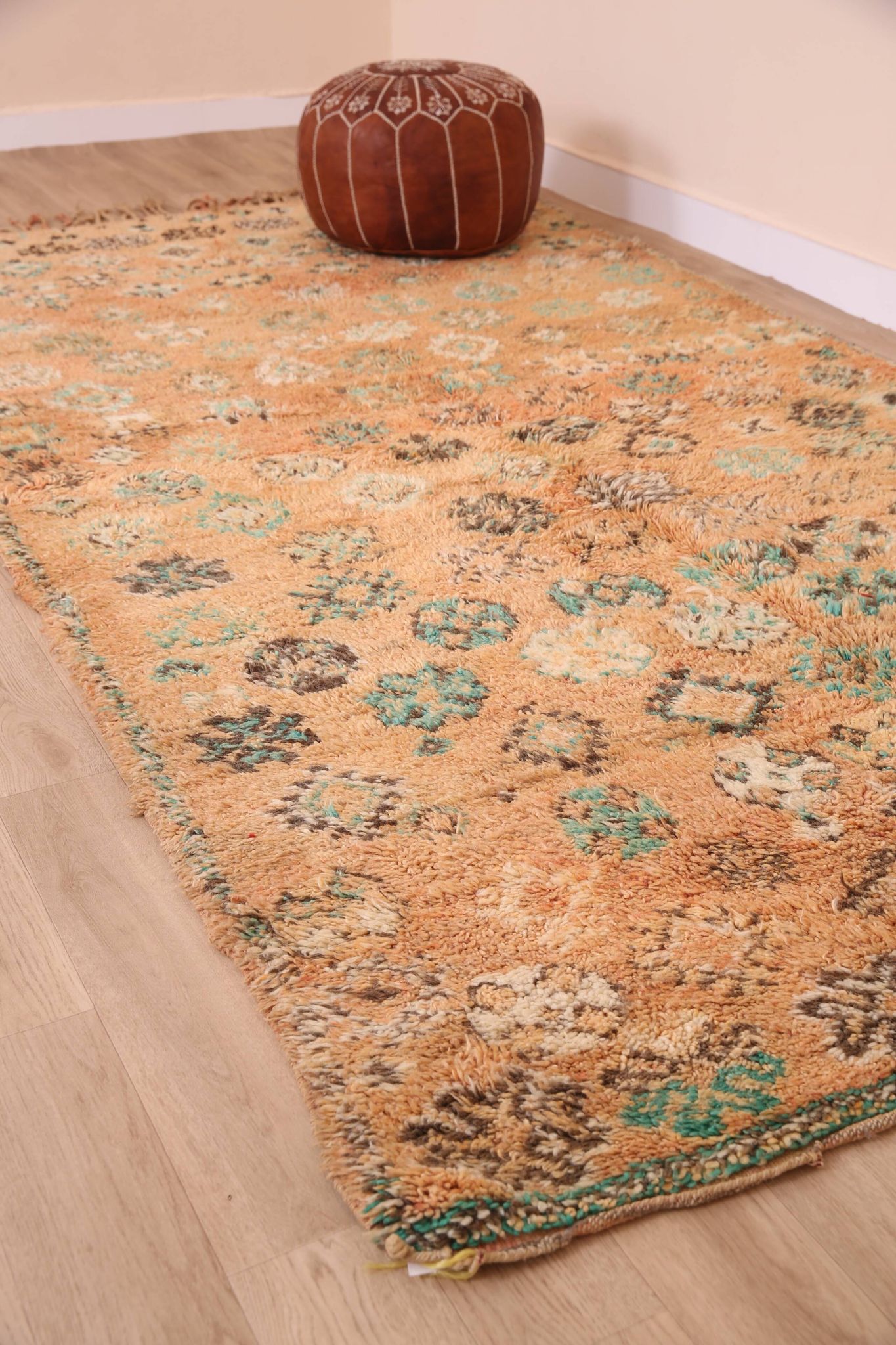 Peach Vintage Moroccan Rug 158 x 287 cm, Berber Wool Rug, Handmade Boho Rug