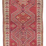 Hand-knotted rustic turkish red runner carpet 91 cm x 442 cm