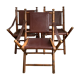 Lot de trois chaises d’officier pliantes bois et cuir