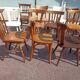Set of 18 mismatched wooden bistro chairs - vintage
