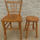 Set chair and stool in solid wood in its patina
