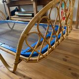Vintage basket bed in rattan 1960