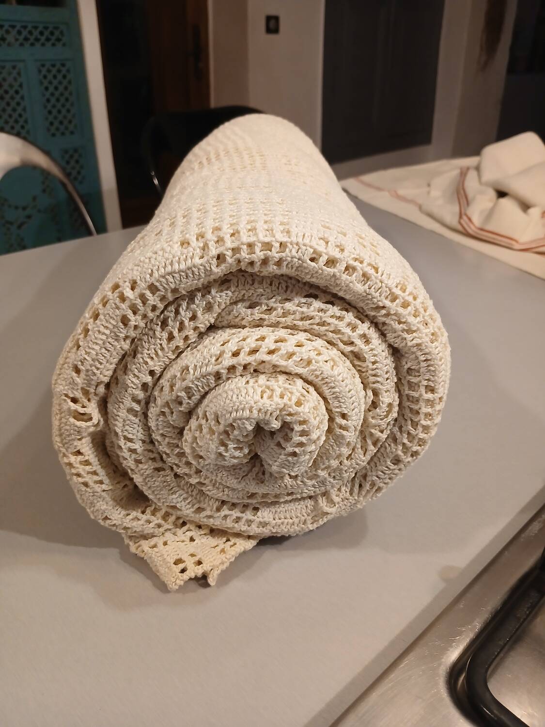 2 antique crocheted bedspreads