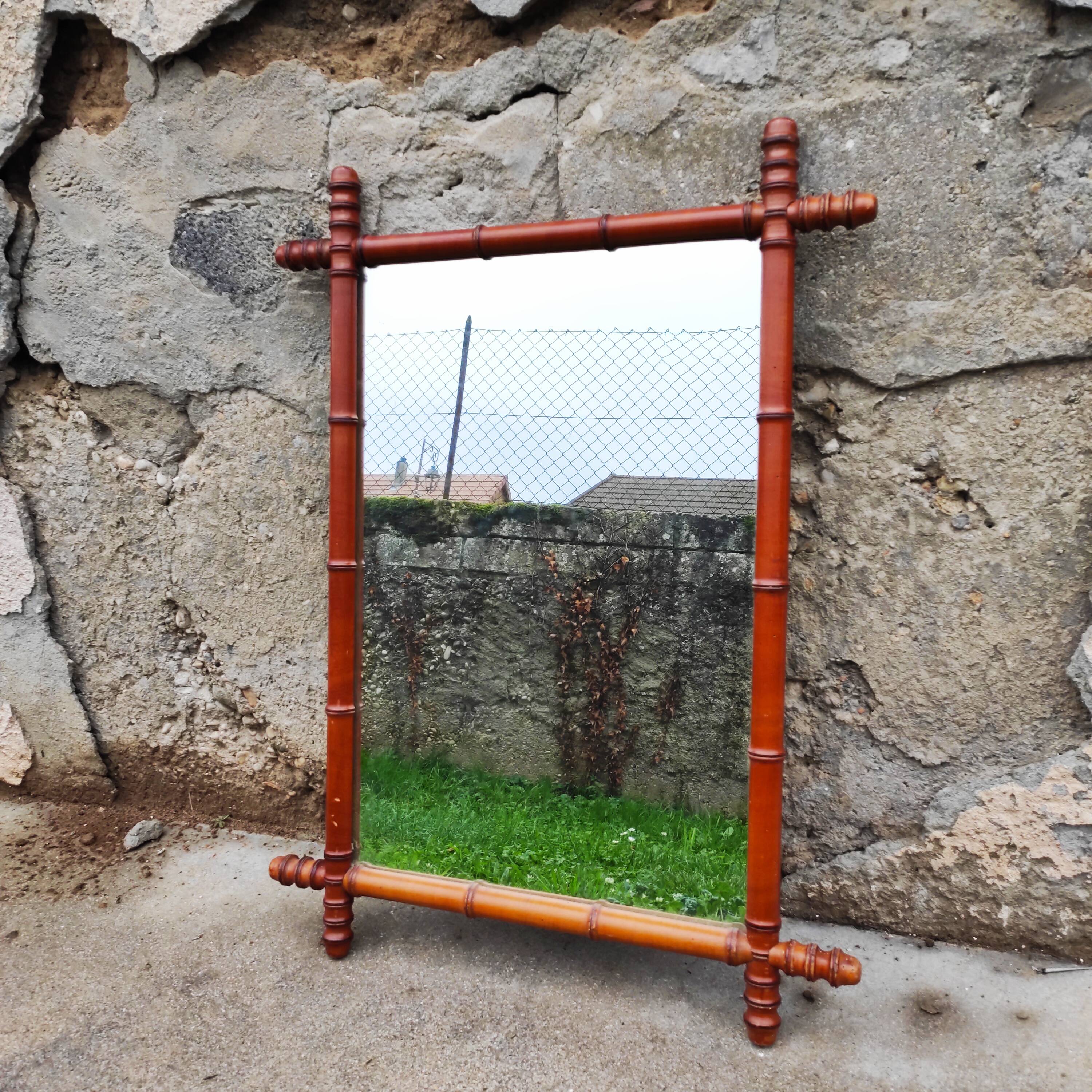 Large antique bamboo mirror 1940